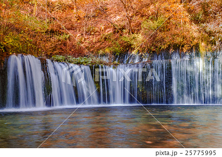 軽井沢 白糸の滝の写真素材