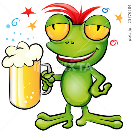 .frog cartoon with schooner beer 25776584