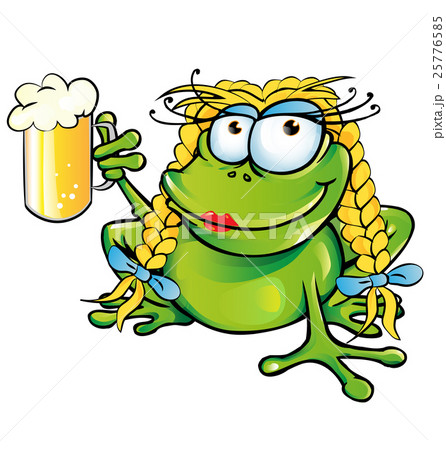 sexy girl frog  cartoon with schooner beer 25776585