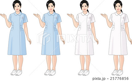 ナース服を着た女性 ワンピース のイラスト素材
