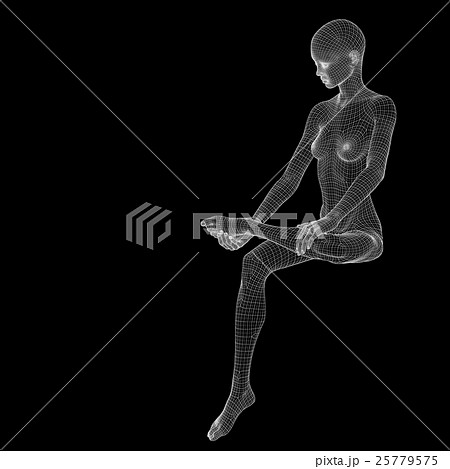 女性の体　ワイヤーフレーム　perming3DCG　イラスト素材　素材 25779575