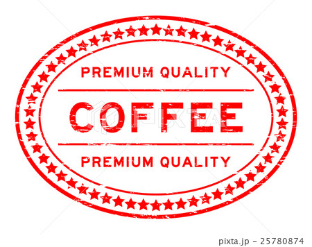Grunge red premium quality coffee rubber stamp 25780874