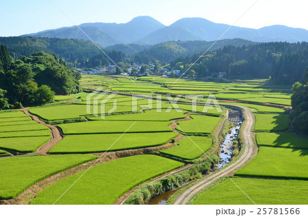 男鹿半島の田園風景 秋田県 の写真素材