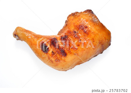 Grilled chicken thigh isolated on white background 25783702