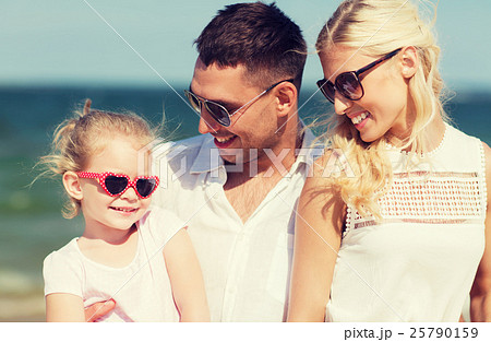 happy family in sunglasses on summer beach happy family in sunglasses on summer beach 25790159