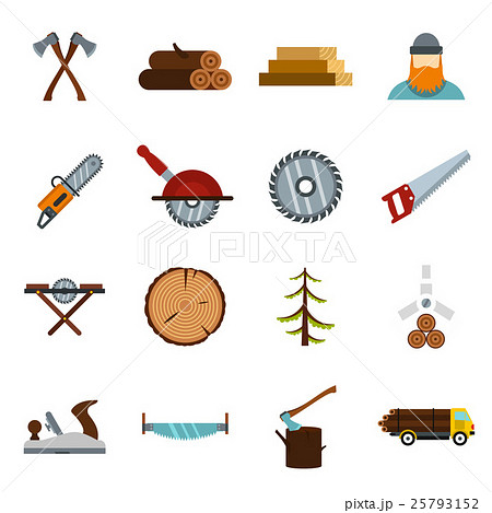 Timber industry icons set, flat style Timber industry icons set, flat style 25793152