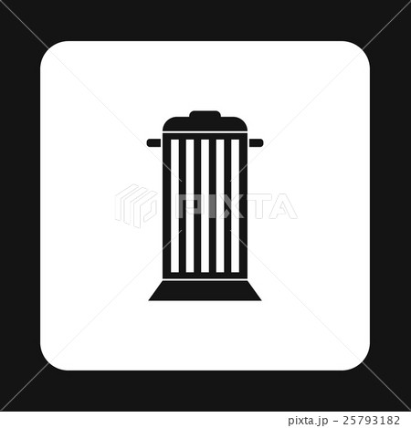 Gray trash can with lid icon, simple style 25793182