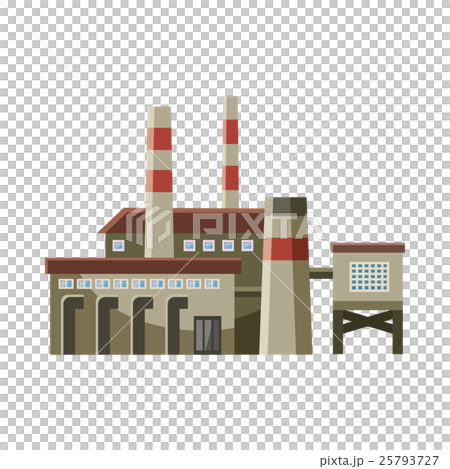 Big factory with pipes icon, cartoon style Big factory with pipes icon, cartoon style 25793727