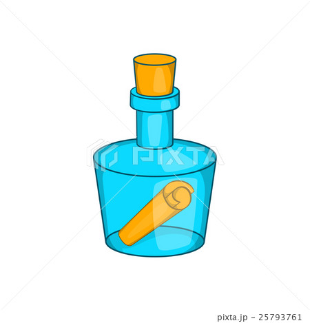 Bottle with letter icon, cartoon style Bottle with letter icon, cartoon style 25793761
