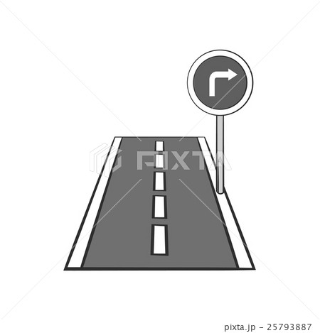 Road sign right turn icon, black monochrome style 25793887