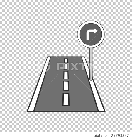 Road sign right turn icon, black monochrome style 25793887