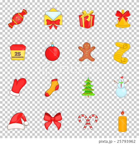 Christmas icons set in cartoon style 25793962