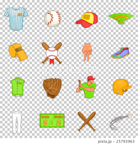 Baseball icons set, cartoon style 25793963