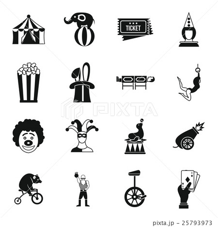 Circus entertainment icons set, simple style 25793973