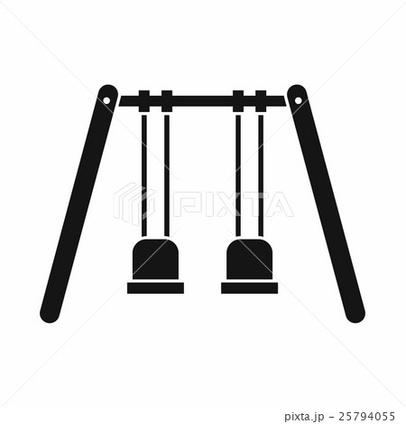 Wooden swings hanging on ropes icon, simple style Wooden swings hanging on ropes icon, simple style 25794055