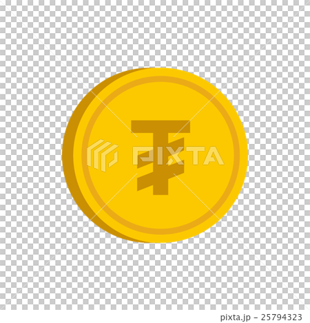 Gold coin with mongolian tugrik sign icon 25794323