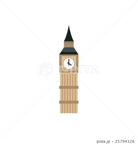 Big Ben clock icon, flat style 25794326