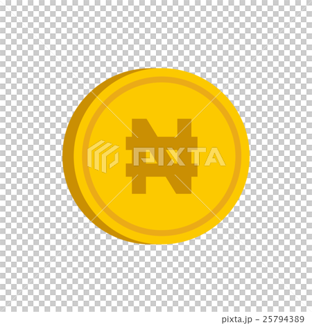 Gold coin with nairas sign icon, flat style Gold coin with nairas sign icon, flat style 25794389