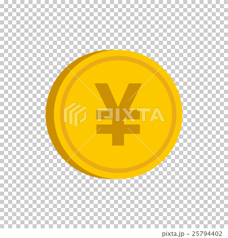 Gold coin with yen sign icon, flat style 25794402