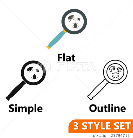 Magnifier and insects icons set 25794715