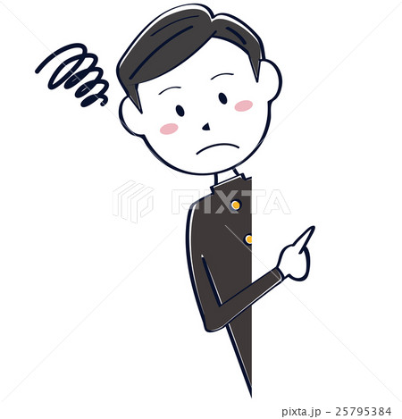 学ランの学生 男子 困惑 困るのイラスト素材