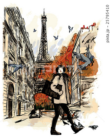 Paris in autumn time near Eiffel Tower 25795410