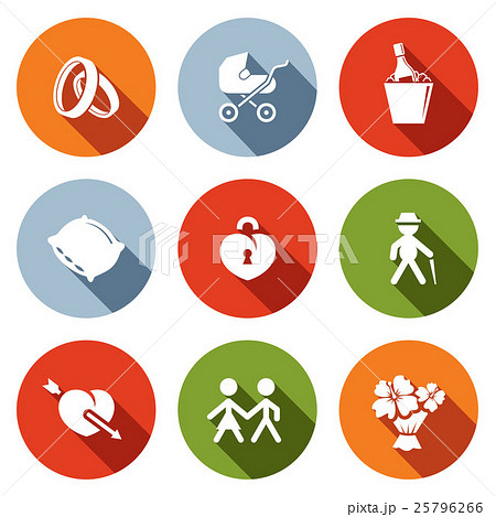 People's lives flat icons setのイラスト素材 [25796266] - PIXTA