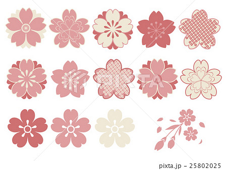 和風 桜パーツ素材 ピンクのイラスト素材