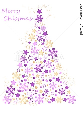 キラキラクリスマスツリー 紫のイラスト素材 25804392 Pixta