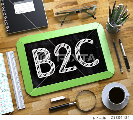 B2C - Text on Small Chalkboard. 3D. 25804484