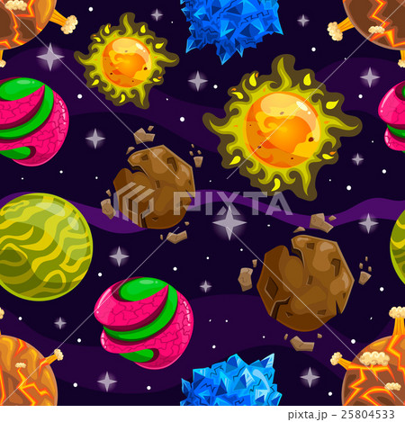 Seamless pattern with fantazy cartoon planet 25804533