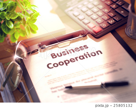 Business Cooperation - Text on Clipboard. 3D. 25805132