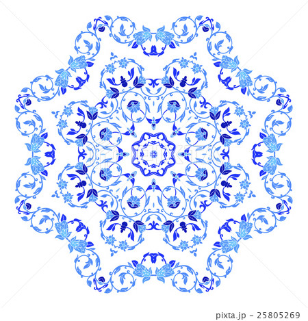 Indian round ornament, kaleidoscopic mandala Indian round ornament, kaleidoscopic mandala 25805269