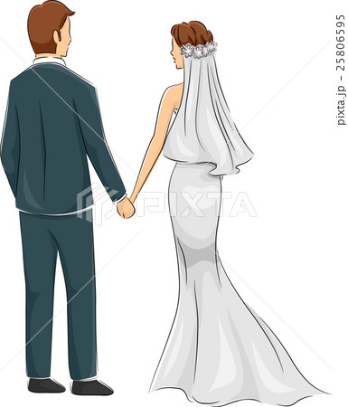 Couple Bride Groom Back View - Stock Illustration [25806595] - PIXTA