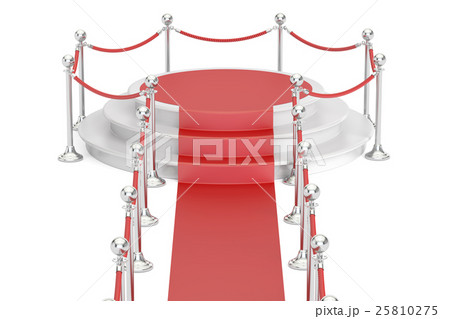 Empty podium with red carpet and barrier rope Empty podium with red carpet and barrier rope 25810275