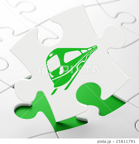 Tourism concept: Train on puzzle background 25811791