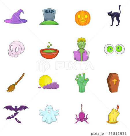 Halloween icons set, cartoon style 25812951