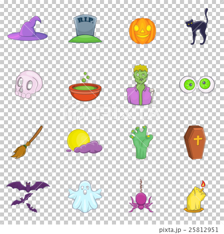 Halloween icons set, cartoon style 25812951