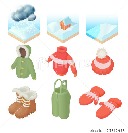 Winter icons set, cartoon style 25812953