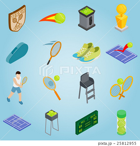 Tennis set icons, isometric 3d style Tennis set icons, isometric 3d style 25812955