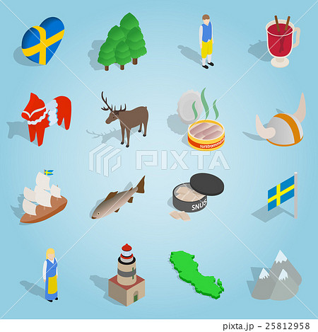 Sweden set icons, isometric 3d style 25812958