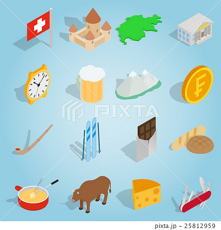 Switzerland set icons, isometric 3d style Switzerland set icons, isometric 3d style 25812959