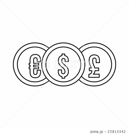 Euro dollar pound coin icon, outline style 25813342