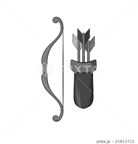 Bow and arrow icon, black monochrome style 25813712