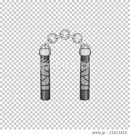 Combat nunchaku icon, black monochrome style 25813828