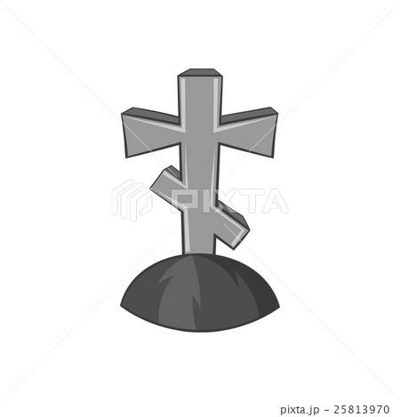 Grave cross icon, black monochrome style Grave cross icon, black monochrome style 25813970