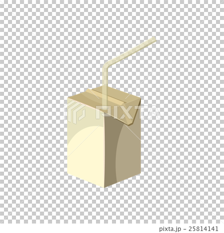 Milk box with drinking straw icon, cartoon style 25814141