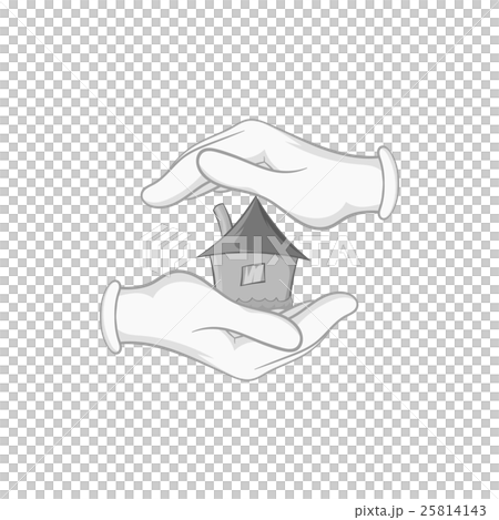 House in hands icon, black monochrome style House in hands icon, black monochrome style 25814143