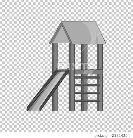 Playhouse with slide icon, black monochrome style 25814264