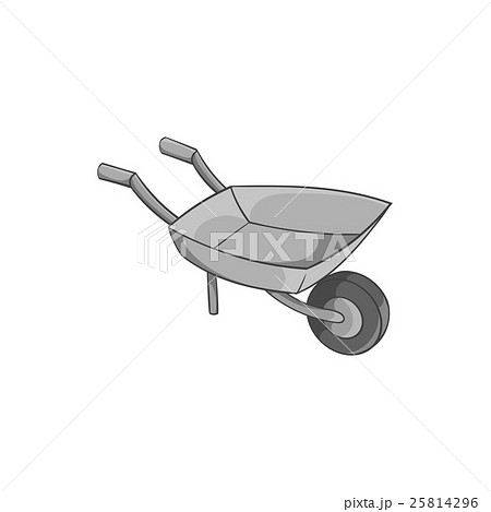 Garden wheelbarrow icon, black monochrome style Garden wheelbarrow icon, black monochrome style 25814296